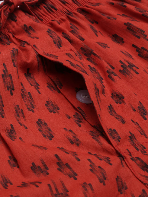 Rust Orange Printed Pyjamas